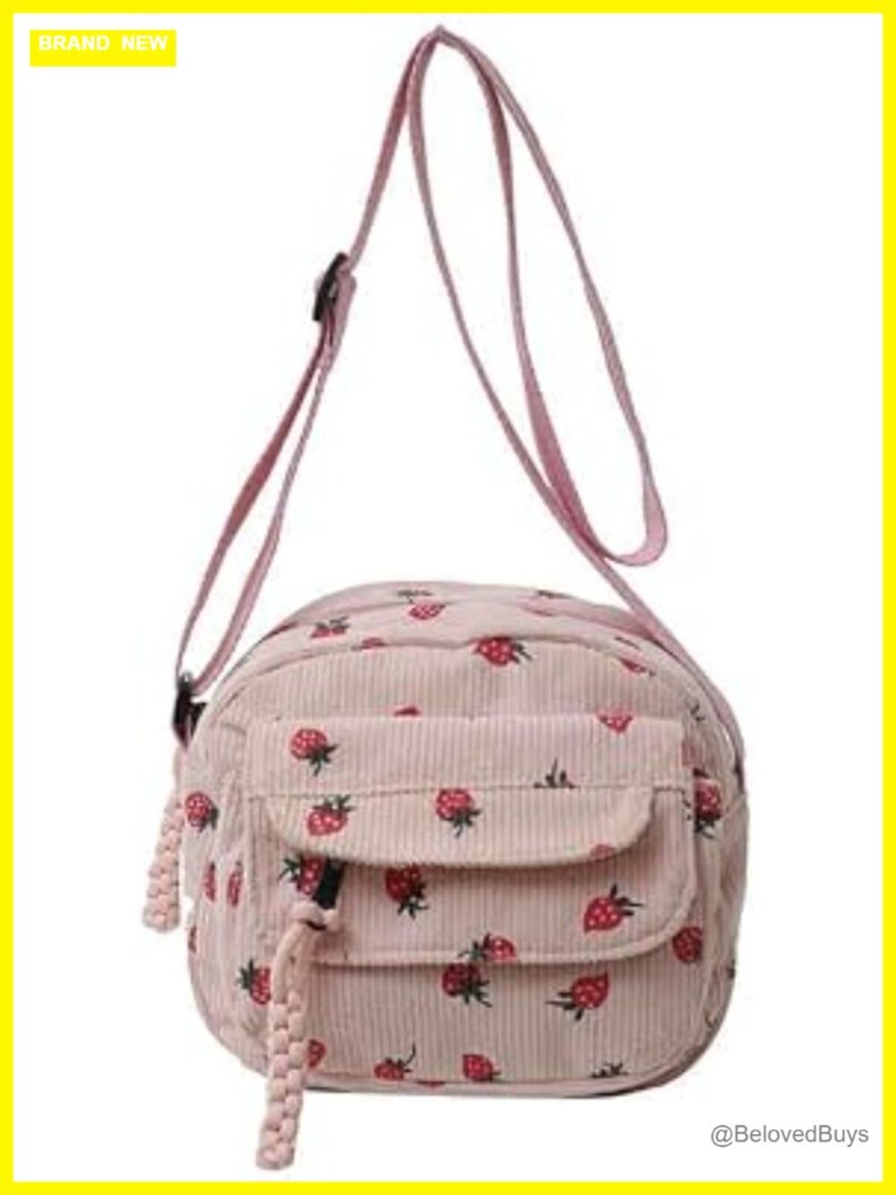 Corduroy Strawberry Tote Bag Kawaii Crossbody Purse